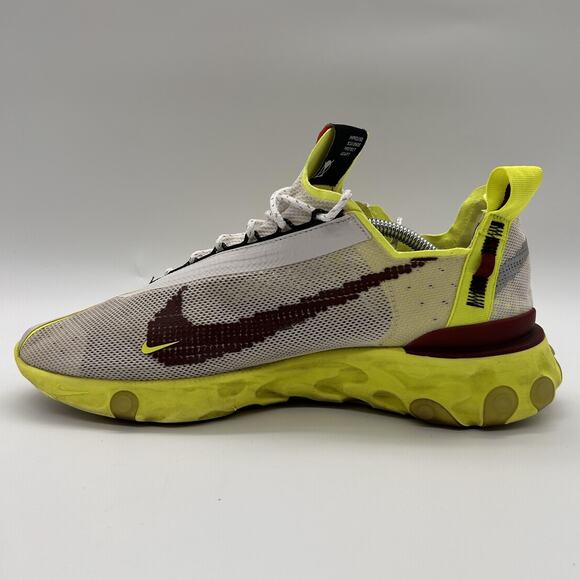 Nike ISPA‎ React WR Shoes Mens 11.5 White Yellow Volt Sneakers Running Comfort - Picture 2 of 11